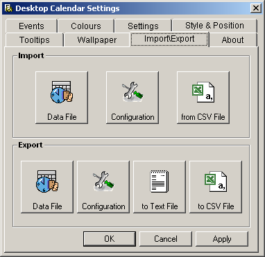 import export settings