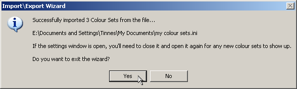 successfully imported colours