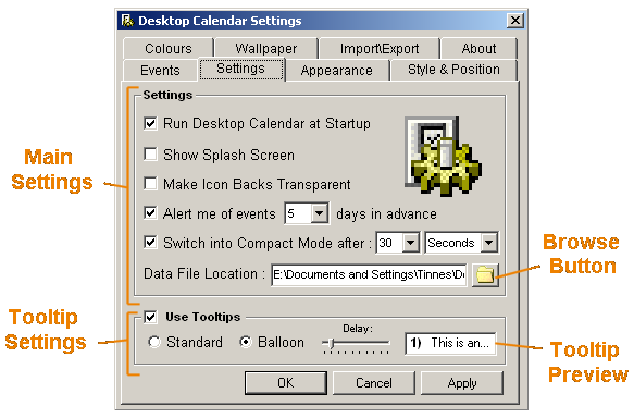 annotated general settings