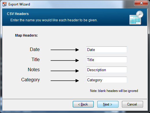 export csv headers screenshot