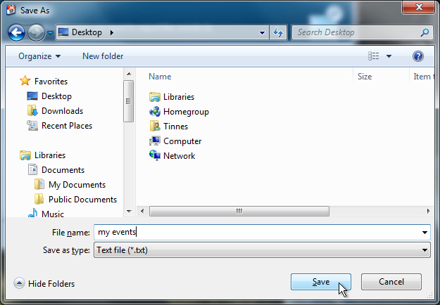 export file dialog screenshot