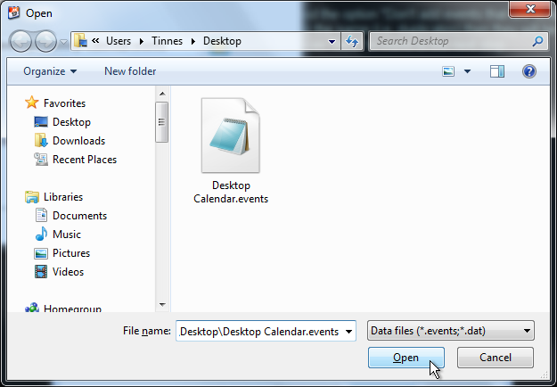 import file dialog screenshot