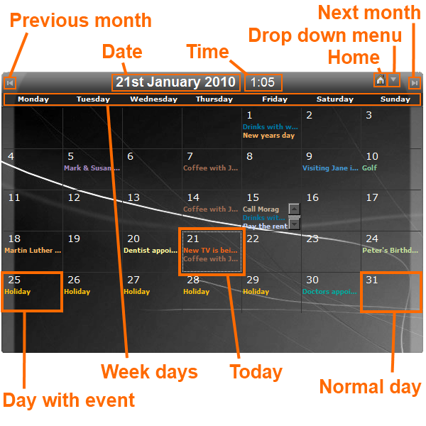 large calendar annotated screenshot