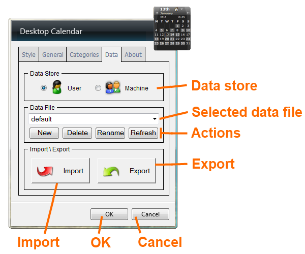 data settings annotated screenshot