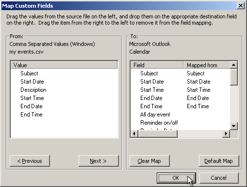 outlook map custom fields