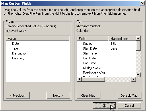 outlook map custom fields