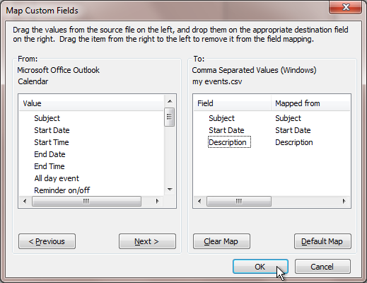 outlook map custom fields