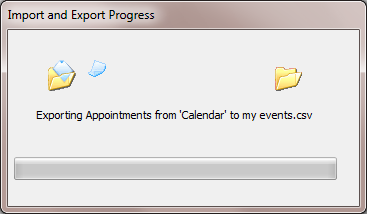 outlook import and export progress