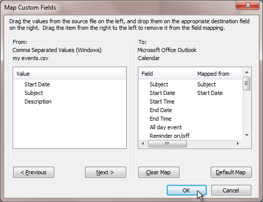 outlook map custom fields