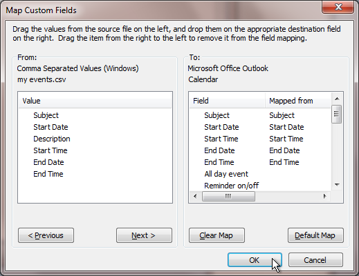 outlook map custom fields