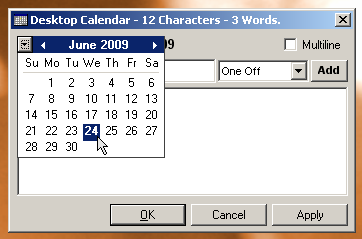 drop down calendar on edit window