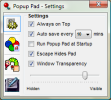 Popup Pad General Settings