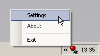 System tray right click